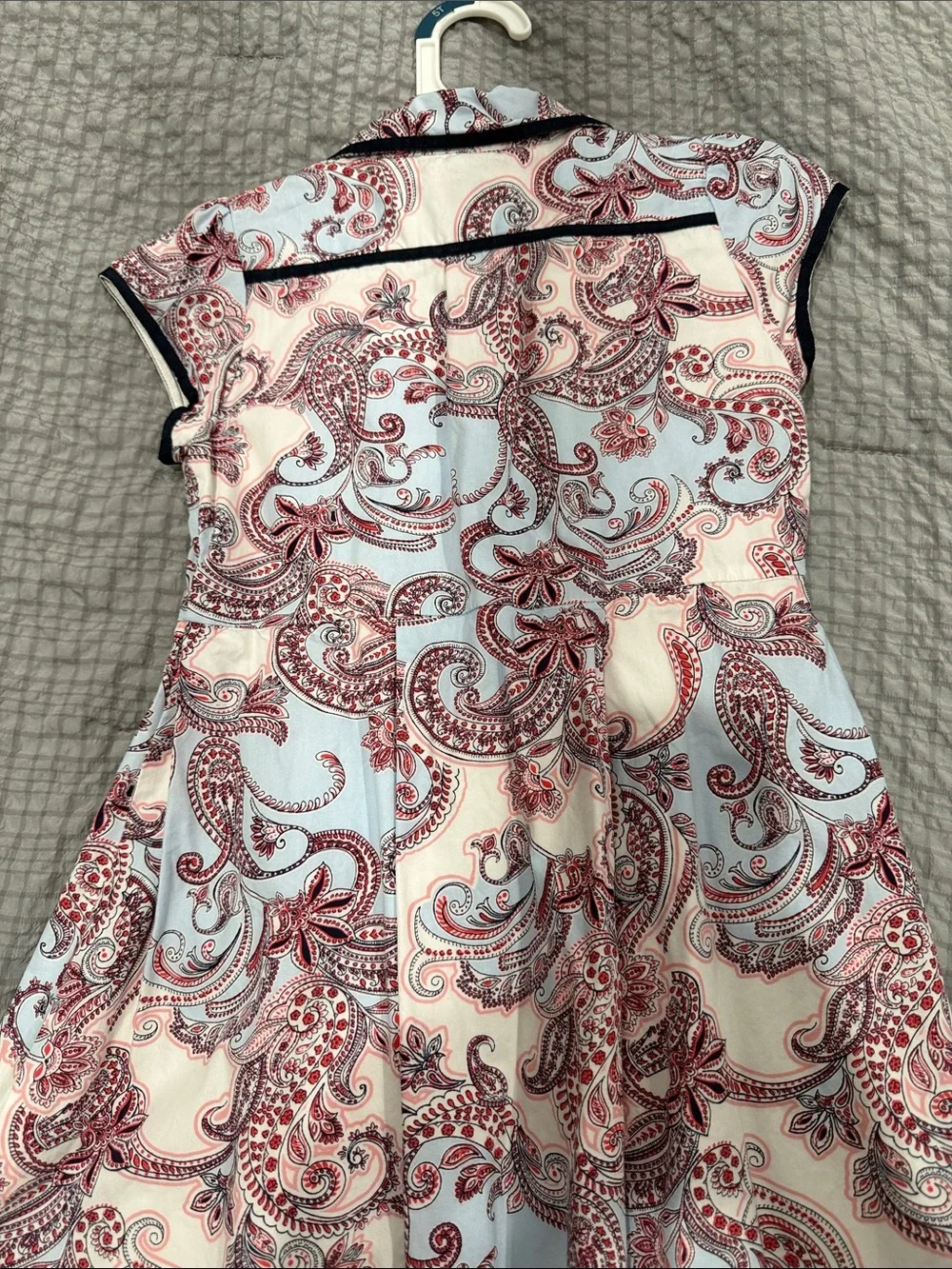 Janie and Jack Pink and Light Blue Paisley Bow-Front dress